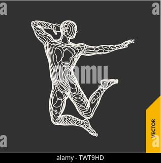 Gymnast. 3d-Modell des menschlichen Körpers. Gymnastik Aktivitäten für Icon Health und Fitness Community. Vector Illustration. Stock Vektor