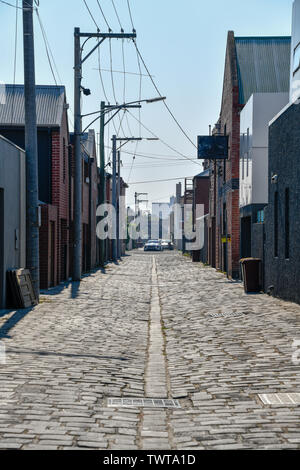 Blaustein Cobble Lane Albert Park Melbourne Victoria Australien Stockfoto