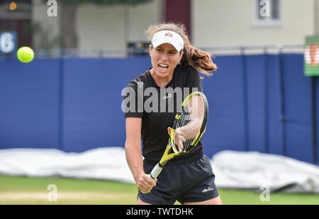 Eastbourne Großbritannien 23. Juni 2019 - Johanna Konta Großbritannien Praktiken auf einem außerhalb des Gerichtes an der Natur Tal internationalen Tennisturnier in Devonshire Park in Eastbourne statt. Foto: Simon Dack/TPI/Alamy leben Nachrichten Stockfoto