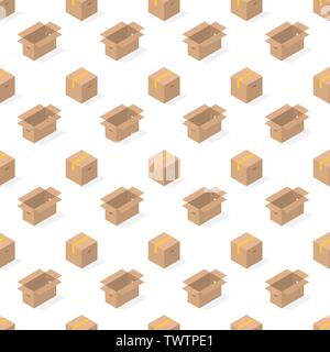 Nahtlose Hintergrund aus einer Reihe von 3D-Kartons, Vector Illustration. Stock Vektor