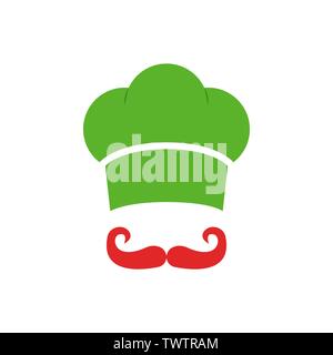 Cook Vektor glyph Icon, Chef hat und Schnurrbart Vector Illustration Stock Vektor