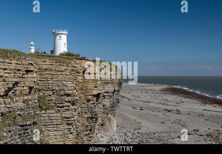 Nash Punkt Leuchttürme an der Glamorgan Heritage Coast South Wales Stockfoto