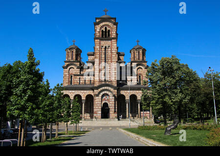 St. Mark's Church oder die Kirche St. Markus ist eine serbisch-orthodoxe Kirche in der Tasmajdan Park in Belgrad, Serbien. Stockfoto