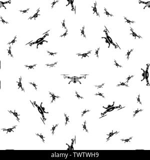 Nahtlose drone Muster auf weißem Hintergrund. Einfache drone Symbol kreatives Design. Für Tapeten verwendet werden können, auf einer Webseite Hintergrund, Textil Stock Vektor