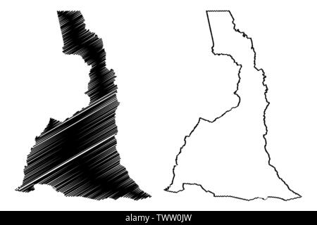 Weit im Norden der Region (Regionen von Kamerun, Republik Kamerun) Karte Vektor-illustration, kritzeln Skizze Extreme Region Nord Karte Stock Vektor