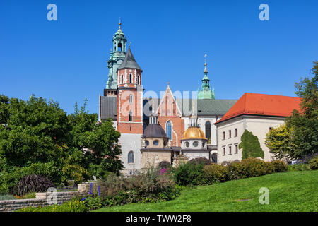 Stadt Krakau in Polen, Kathedrale auf dem Wawel - Königliche Archcathedral Basilika des heiligen Stanislaus und Wenzel. Stockfoto