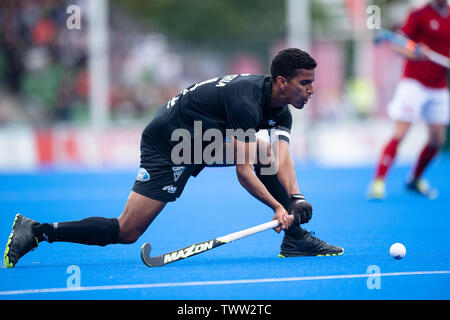 London, Großbritannien. 23 Jun, 2019. Während FIH-Pro League Match: Großbritannien vs Neuseeland (Männer) in Twickenham Stoop Stadium am Sonntag, 23. Juni 2019 in London, England. Credit: Taka G Wu/Alamy leben Nachrichten Stockfoto