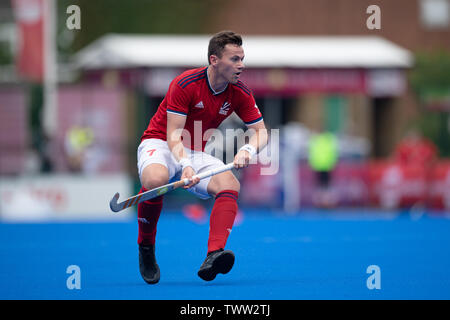 London, Großbritannien. 23 Jun, 2019. FORSYTH Alan von Großbritannien während FIH-Pro League Match: Großbritannien vs Neuseeland (Männer) in Twickenham Stoop Stadium am Sonntag, 23. Juni 2019 in London, England. Credit: Taka G Wu/Alamy leben Nachrichten Stockfoto