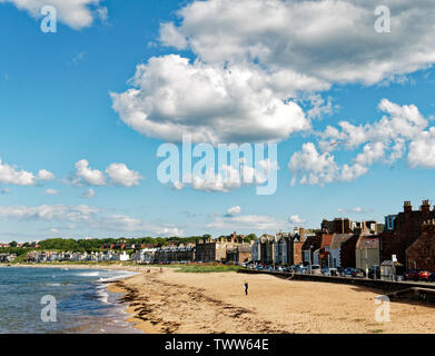 Weite Einstellung auf Milsey Bay Beach, liegt im Osten von North Berwick, East Lothian, Schottland, Vereinigtes Königreich. Stockfoto