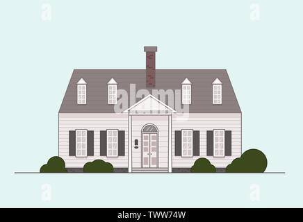 Familie Einfamilienhaus. Cool beschrieben. Vector Illustration im flachen Stil. Eps 10. Stock Vektor