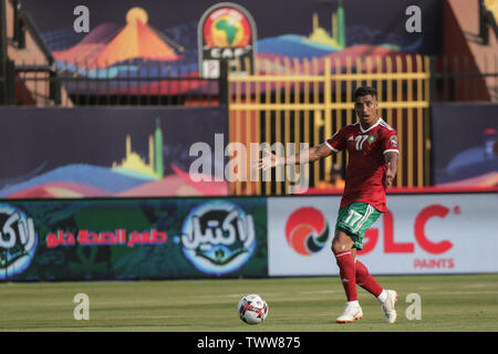 Kairo, Ägypten. 23. Juni 2019. Marokkos Nabil Dirar reagiert während der 2019 Afrika Cup Gruppe D Fußballspiel zwischen Marokko und Namibia auf al-salam Stadion. Credit: Oliver Weiken/dpa/Alamy leben Nachrichten Stockfoto