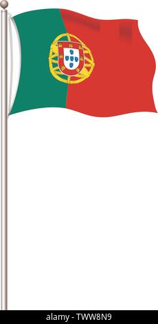 World Flags. Land nationale Flagge Post transparenten Hintergrund. Portugal. Vector Illustration. Stock Vektor