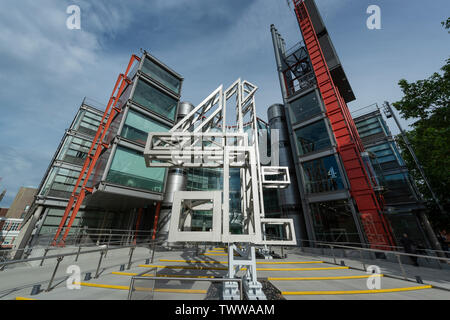 Beschilderung für den Kanal 4 Gebäude auf Horseferry Road in London, Großbritannien. Stockfoto