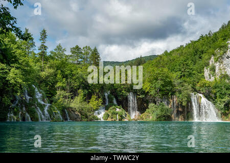 Milanovaci Slap Wasserfälle, NP Plitvicer Seen, Kroatien Stockfoto