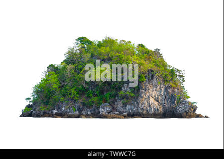 Die Insel in der Mitte des grünen Meer weißen Hintergrund vom Hintergrund getrennt isolieren Stockfoto