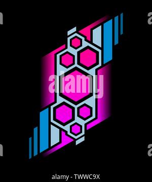 Abstract Pink Sechsecke auf schwarzem Hintergrund. Farbige Wabendesign, abstrakte Darstellung. Stockfoto