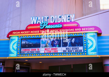 Die Walt Disney präsentiert Zeichen, früher bekannt als Walt Disney: One Man's Dream in Hollywood Studios bekannt. Stockfoto