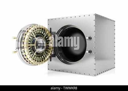 Bank Safe und eröffnet Tresorraum Tür, 3D-Rendering Stockfoto