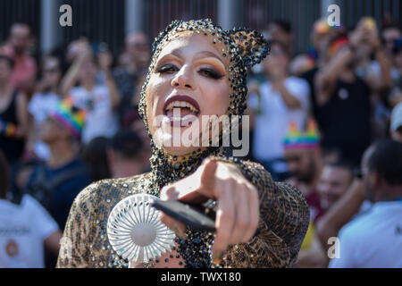 SÃO PAULO, SP - 23.06.2019: PARADA DEL ORGULLO LGBT 2019 - Der LGBT Pride Parade heute findet an der Avenida Paulista und Rua do Consolação. Noch vor dem Release die Zahl der Teilnehmer deutlich niedriger ist als die letzten Ausgaben. São Paulo, 23. Juni 2019. (Foto: Van Campos/Fotoarena) Stockfoto