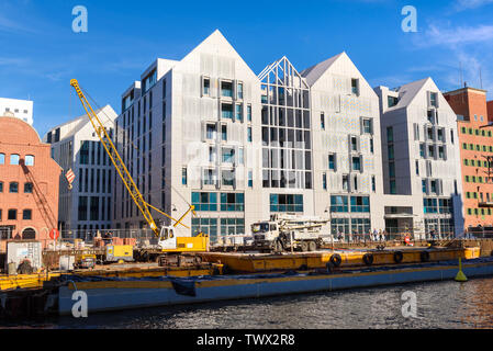 Danzig, Polen - Juni 22, 2019: Moderne Architektur im Bau in der Altstadt von Danzig. Polen. Stockfoto