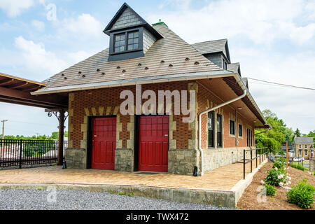 Greencastle High Line Bahnhof, South Jefferson Street, Greencastle, Pennsylvania Stockfoto