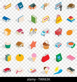 Cute Icons Set, isometrische Stil Stock Vektor