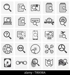Suche verwandte Symbole auf dem Hintergrund für Grafik- und Webdesign. Einfache Abbildung. Internet Konzept Symbol für Website Taste oder mobile App. Stock Vektor