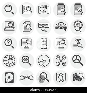 Suche verwandte Symbole auf dem Hintergrund für Grafik- und Webdesign. Einfache Abbildung. Internet Konzept Symbol für Website Taste oder mobile App. Stock Vektor