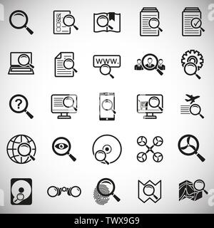 Suche verwandte Symbole auf dem Hintergrund für Grafik- und Webdesign. Einfache Abbildung. Internet Konzept Symbol für Website Taste oder mobile App. Stock Vektor