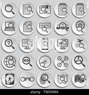 Suche verwandte Symbole auf dem Hintergrund für Grafik- und Webdesign. Einfache Abbildung. Internet Konzept Symbol für Website Taste oder mobile App. Stock Vektor