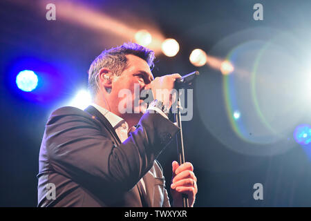 Tony Hadley, Frontmann Spandao Ballett, Konzert in der Arena GRU Dorf 23.Juni, 2019 in Grugliasco, Turin, Italien. Stockfoto