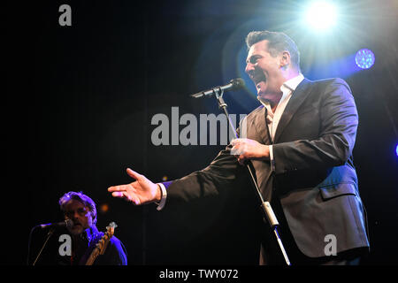 Tony Hadley, Frontmann Spandao Ballett, Konzert in der Arena GRU Dorf 23.Juni, 2019 in Grugliasco, Turin, Italien. Stockfoto