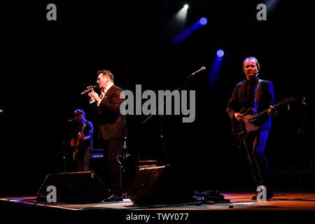 Tony Hadley, Frontmann Spandao Ballett, Konzert in der Arena GRU Dorf 23.Juni, 2019 in Grugliasco, Turin, Italien. Stockfoto