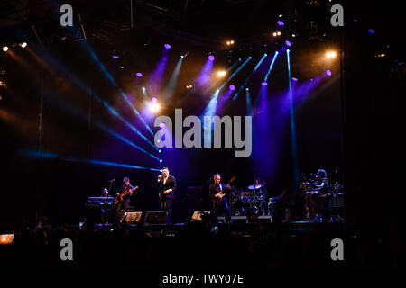 Tony Hadley, Frontmann Spandao Ballett, Konzert in der Arena GRU Dorf 23.Juni, 2019 in Grugliasco, Turin, Italien. Stockfoto