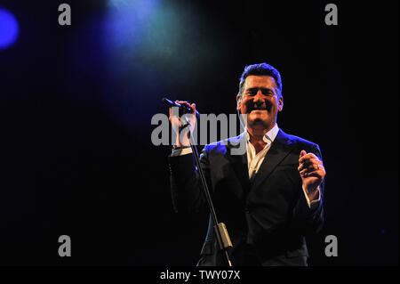 Tony Hadley, Frontmann Spandao Ballett, Konzert in der Arena GRU Dorf 23.Juni, 2019 in Grugliasco, Turin, Italien. Stockfoto