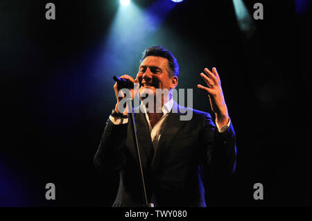 Tony Hadley, Frontmann Spandao Ballett, Konzert in der Arena GRU Dorf 23.Juni, 2019 in Grugliasco, Turin, Italien. Stockfoto