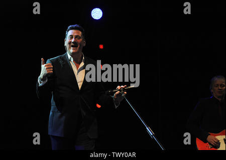 Tony Hadley, Frontmann Spandao Ballett, Konzert in der Arena GRU Dorf 23.Juni, 2019 in Grugliasco, Turin, Italien. Stockfoto