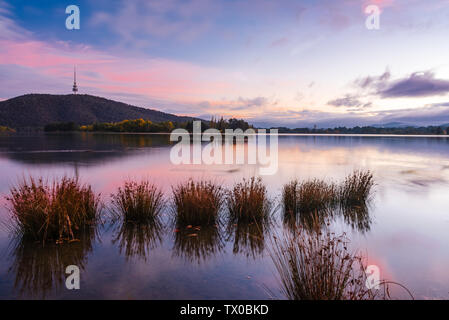 Sonnenaufgang über dem Schwarzen Berg - Canberra - Australien Stockfoto