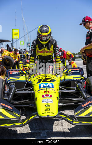 Elkhart Lake, Wisconsin, USA. 22. Juni, 2019. SEBASTIEN BOURDAIS (18) von Frankreich bereitet sich auf die REV Gruppe Grand Prix auf Road America in Elkhart Lake, Wisconsin zu qualifizieren. (Bild: © Walter G Arce Sr Asp Inc/ASP) Credit: ZUMA Press, Inc./Alamy leben Nachrichten Stockfoto