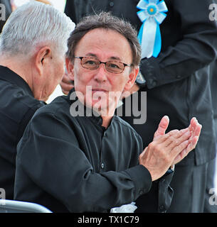 Okinawa Gouverneur Tamaki Denny nimmt an der Trauerfeier für alle Krieg tot der "Schlacht von Okinawa" an der Peace Memorial Park in Itoman, Okinawa-Prefecture, Japan am 23. Juni 2019. Quelle: LBA/Alamy leben Nachrichten Stockfoto