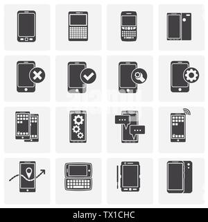 Smartphone ähnliche Symbole auf dem Hintergrund für Grafik- und Webdesign. Einfache Abbildung. Internet Konzept Symbol für Website Taste oder mobile App. Stock Vektor