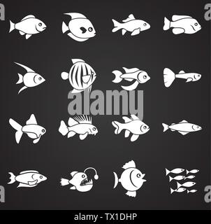 Fisch ähnliche Symbole auf dem Hintergrund für Grafik- und Webdesign. Einfache Abbildung. Internet Konzept Symbol für Website Taste oder mobile App. Stock Vektor