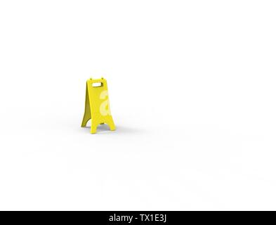 3D-Rendering für eine Leere gelbe nassen Boden zeichen Vorlage in weißem Hintergrund. Stockfoto