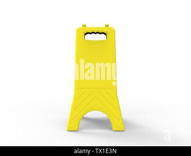 3D-Rendering für eine Leere gelbe nassen Boden zeichen Vorlage in weißem Hintergrund. Stockfoto