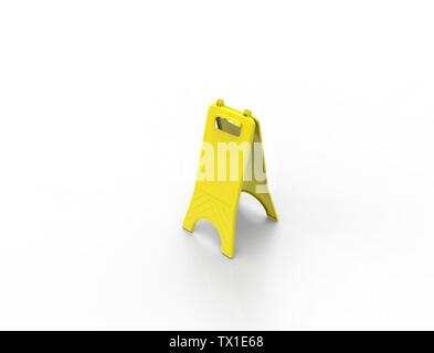 3D-Rendering für eine Leere gelbe nassen Boden zeichen Vorlage in weißem Hintergrund. Stockfoto