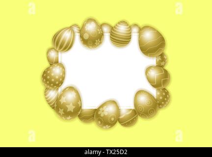 Vektor Frohe Ostern Hintergrund mit goldenen Eiern. Für die Promotion, Werbung, Verkauf, Flyer Vorlage, Grußkarten, Poster, Plakat, Einladung, Banner, anbieten. Rahmen für Stock Vektor