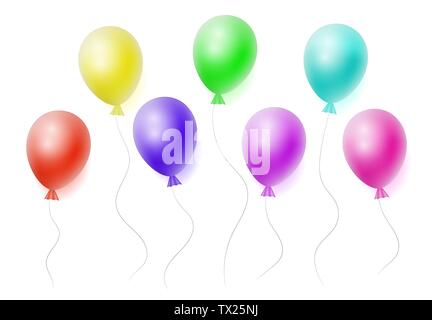 Vektor einrichten von realistischen Helium bunte Luftballons auf weißem Hintergrund. Konzept für Promotion, Werbung, Verkauf, Flyer. Dreidimensionale Darstellung. Eps 10. Stock Vektor