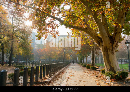 Schönen Herbst Landschaft rund um Liberty Square in Budapest, Ungarn Stockfoto