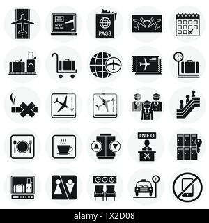 Flughafen ähnliche Symbole auf Kreise Hintergrund für Grafik- und Webdesign. Einfachen Vektor unterzeichnen. Internet Konzept Symbol für Website Taste oder Mobile Stock Vektor