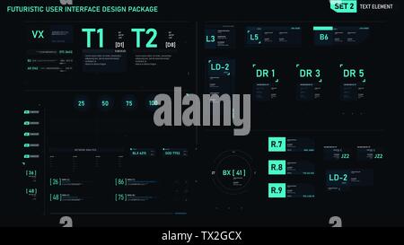 Futuristische user interface design Element Text Box und Bar für Cyber und Technologie Konzept gegen die dunklen Hintergrund, Seitenverhältnis 16:9, Vektor il Stock Vektor